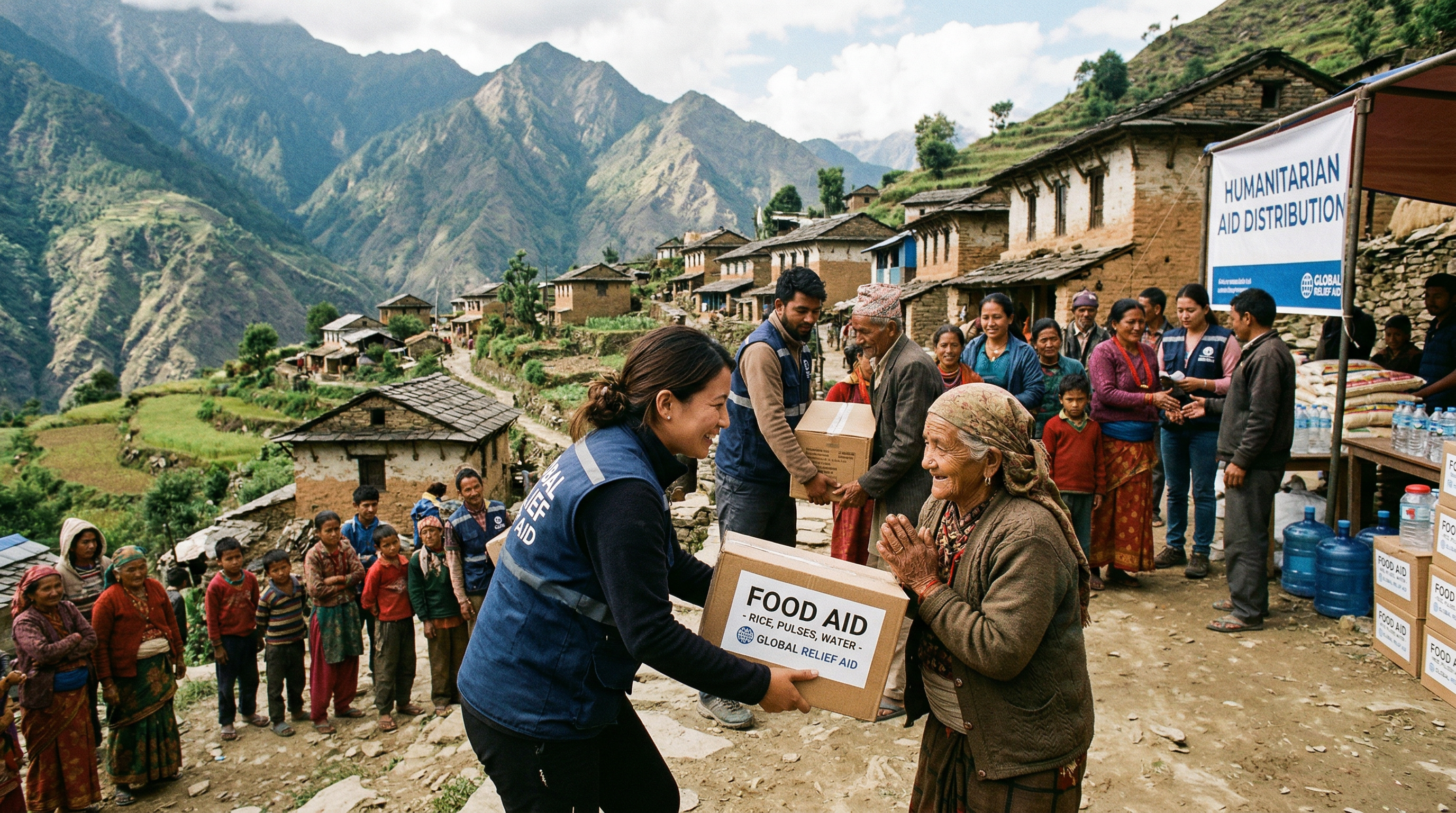 Humanitarian relief distribution in a mountainous village